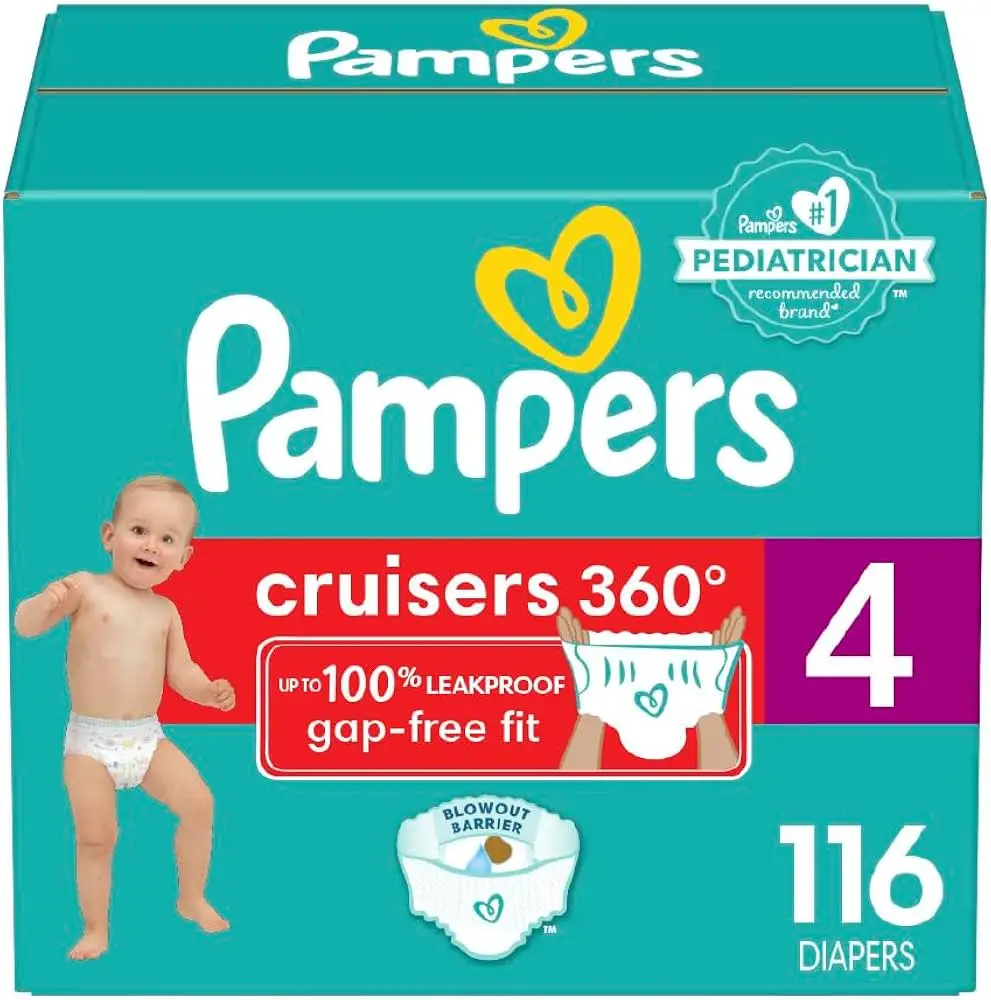 Cruisers 360 Soft Pull-On Disposable Baby Diapers Size 4 XXL 144 Count One Month Supply Gap-Free Fit Wholesale