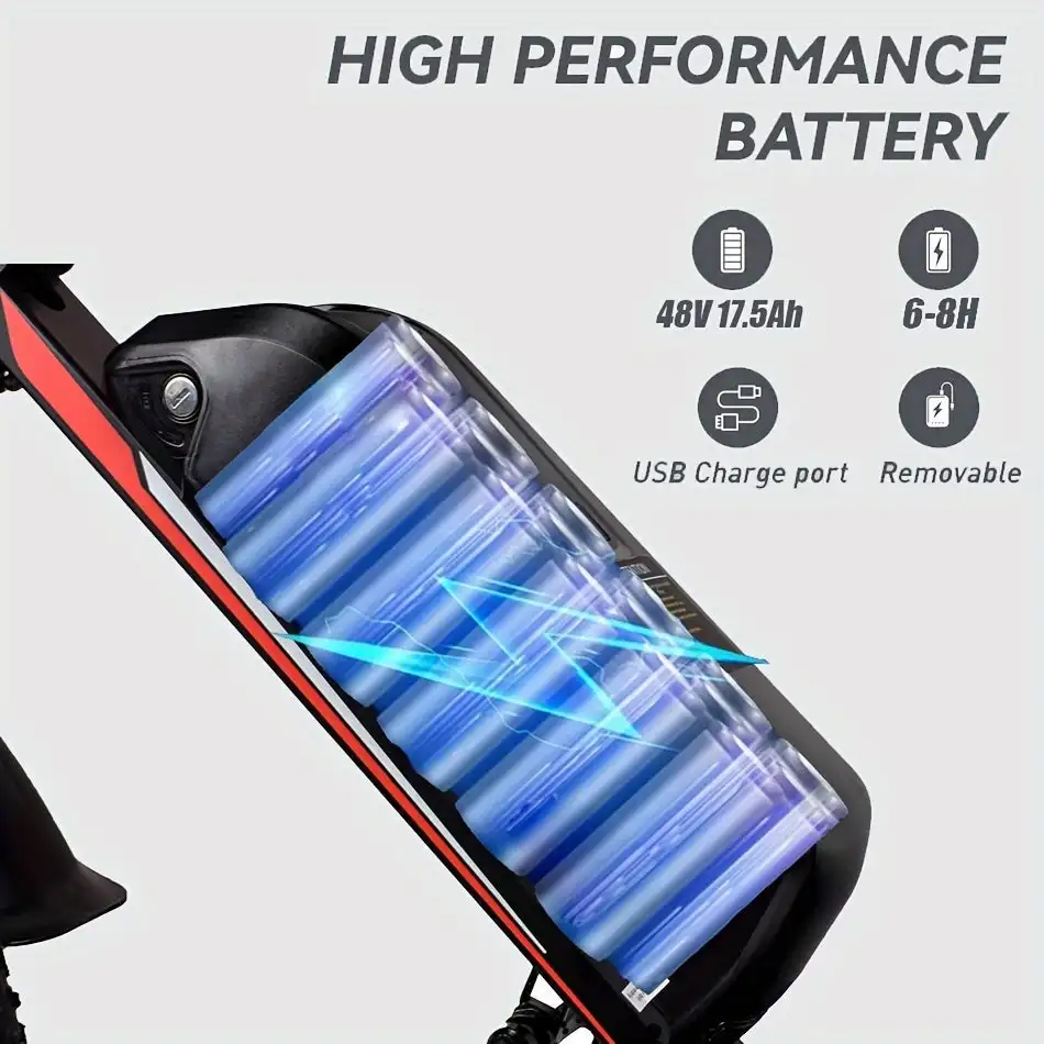 GT20 Electric Bike with 1000W Power 50KM/H Speed 60KM Range 60V Voltage 20 Fat Tires for Thrilling & Lightweight Rides