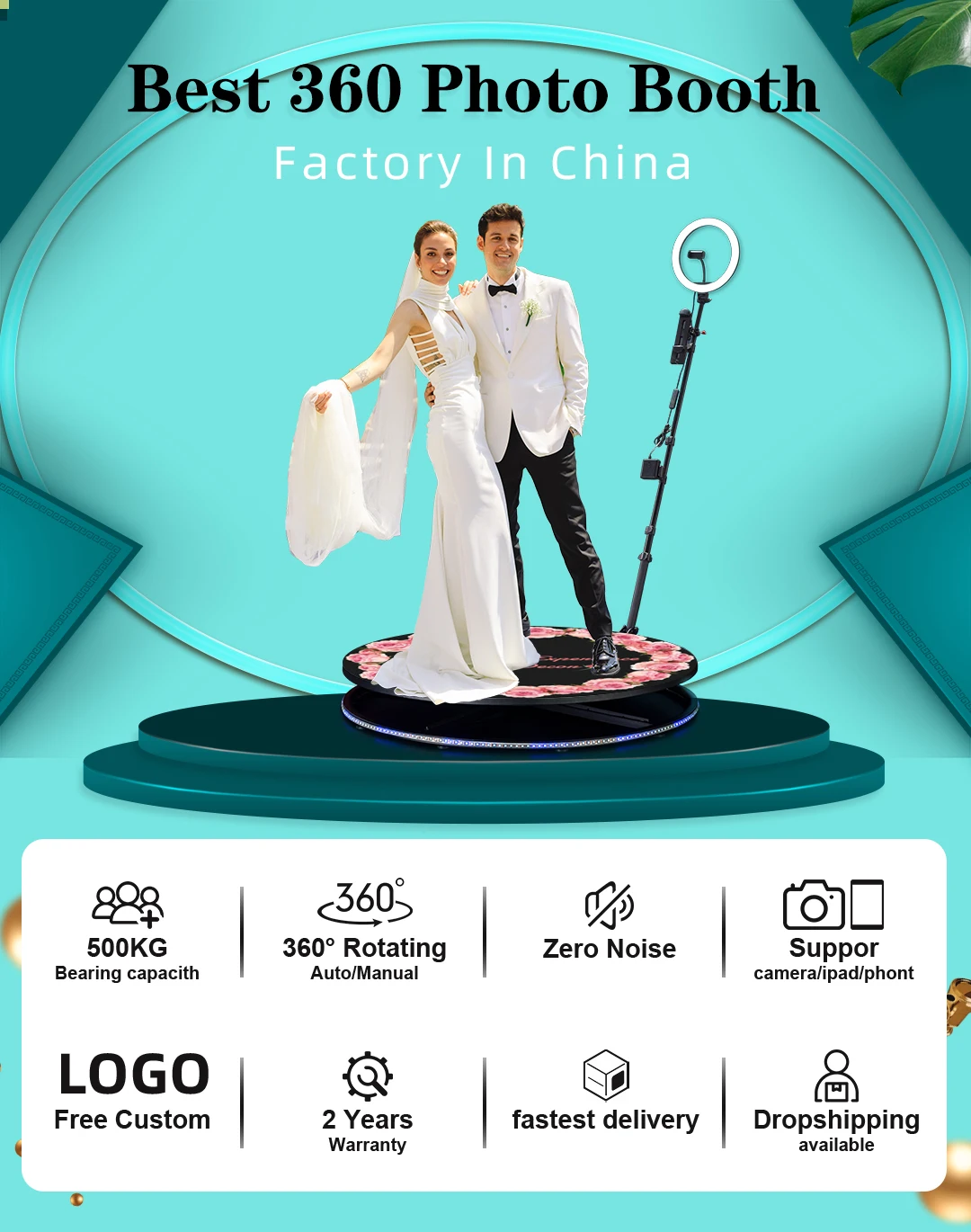 Portable White Selfie Station Photo Booth With Printer 12.9 Pulgadas