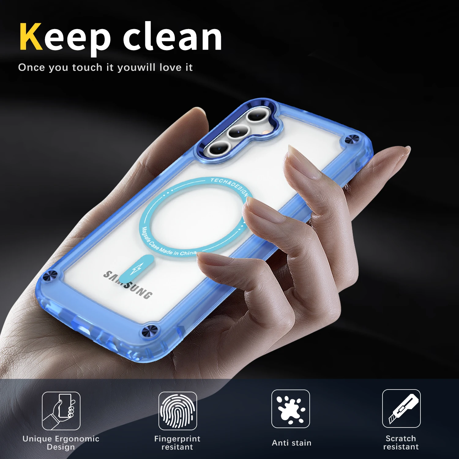 Popular Design Semi-transparent Shockproof Cell Phone Cases Tpu Magnetic Phone Accessories for Samsung Galaxy A15 52 55 33