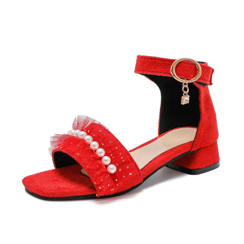 Shop High Heels Summer Girls Shoes with Pearl Children Kids Sandals