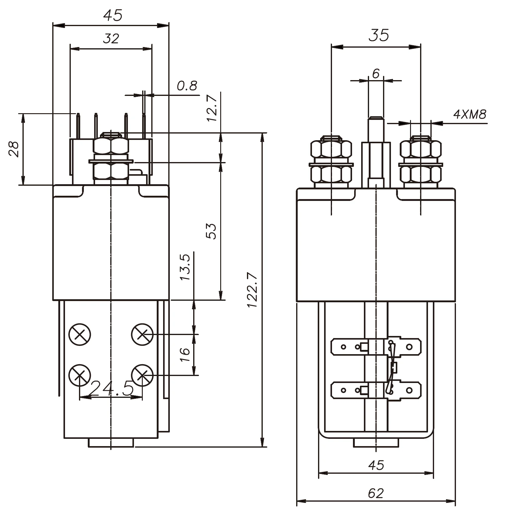 Holding Dc Contactor 100a 200a 250a 400a Air Conditioner And