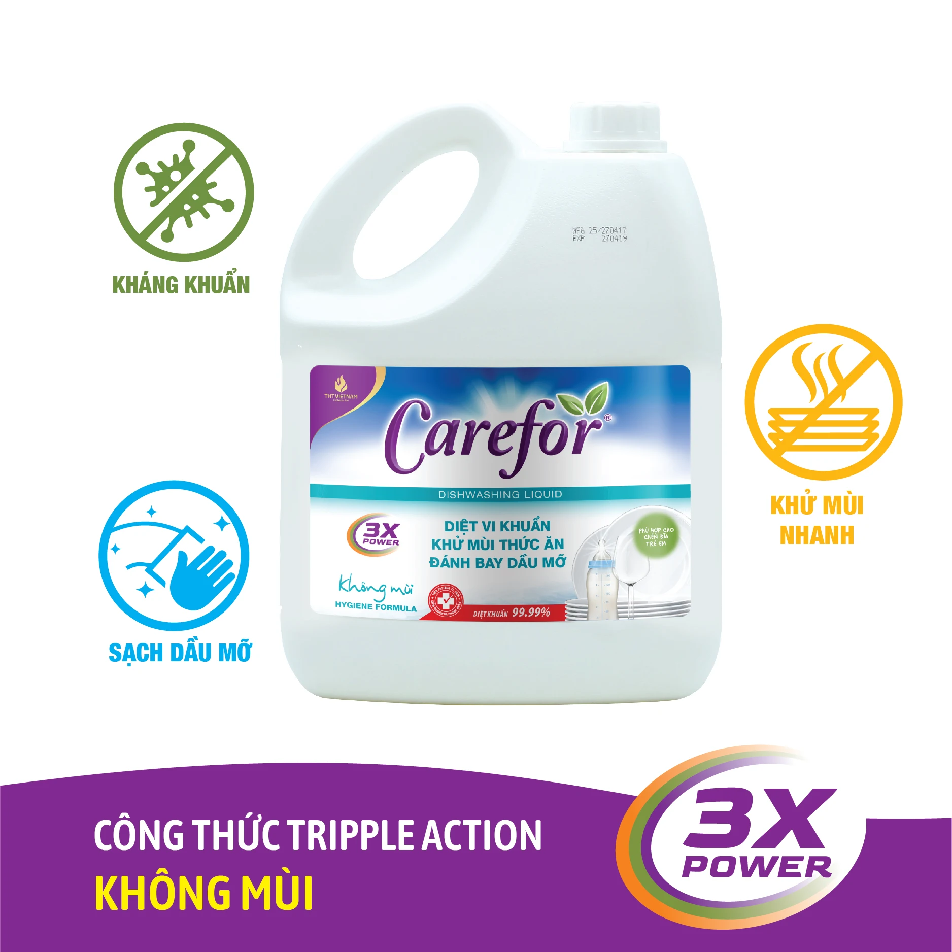 Carefor Blue Dishwashing Liquid 3600ml Deodorizing Natural Ingredients