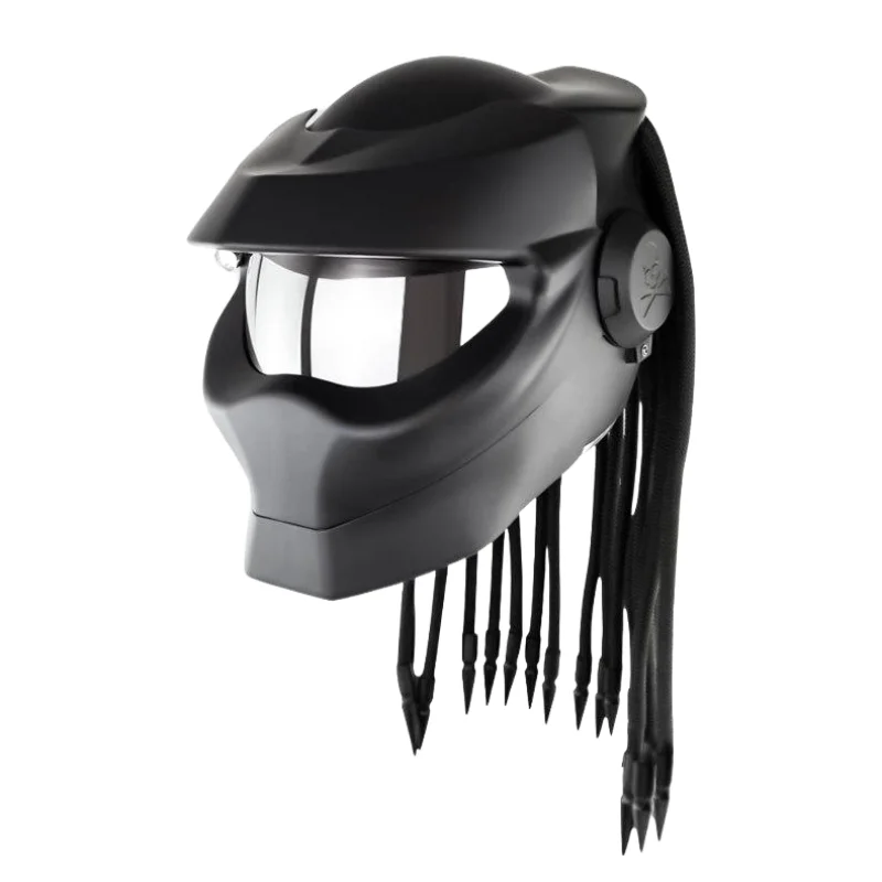 alien robot full head biker helmet Predator Sliver Airbrushed Motorcycle Helmet Custom Airbrush Helmet Reduce wind noise Alien Predator Full-Face Motorcycle Helmet