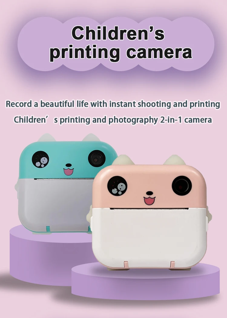 Kids Timely Toys Girls Children's Digital Print Camera Cute Cartoon HD Instant Printer Mini Camera