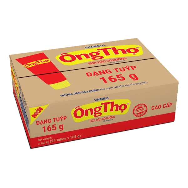 Vinamilk - Ong Tho Brand - White Red Label - Sweetened Condensed Milk - Tube 165g X 24 Tubes Per Carton