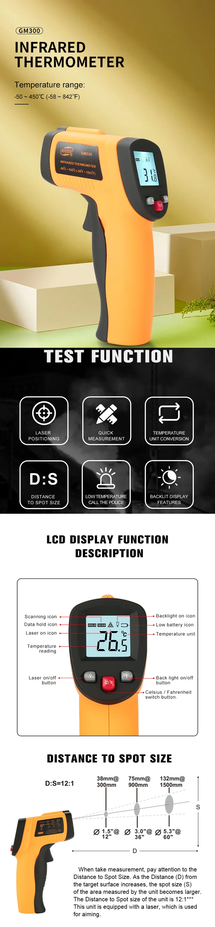 Gm550 Ir Industrial Thermometer Digital Thermometer 50550c Buy Industrial