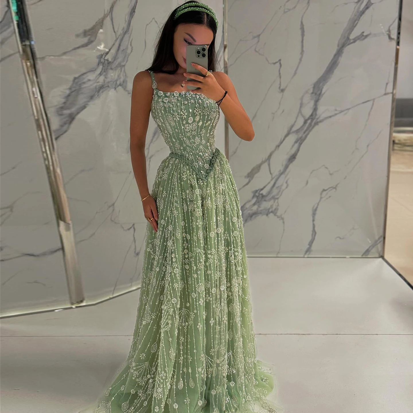 green emerald velvet dress Sage Green Strapless Floral Embroidered A-Line Gown – Elegant Prom & Garden Formal  Dress main image 1