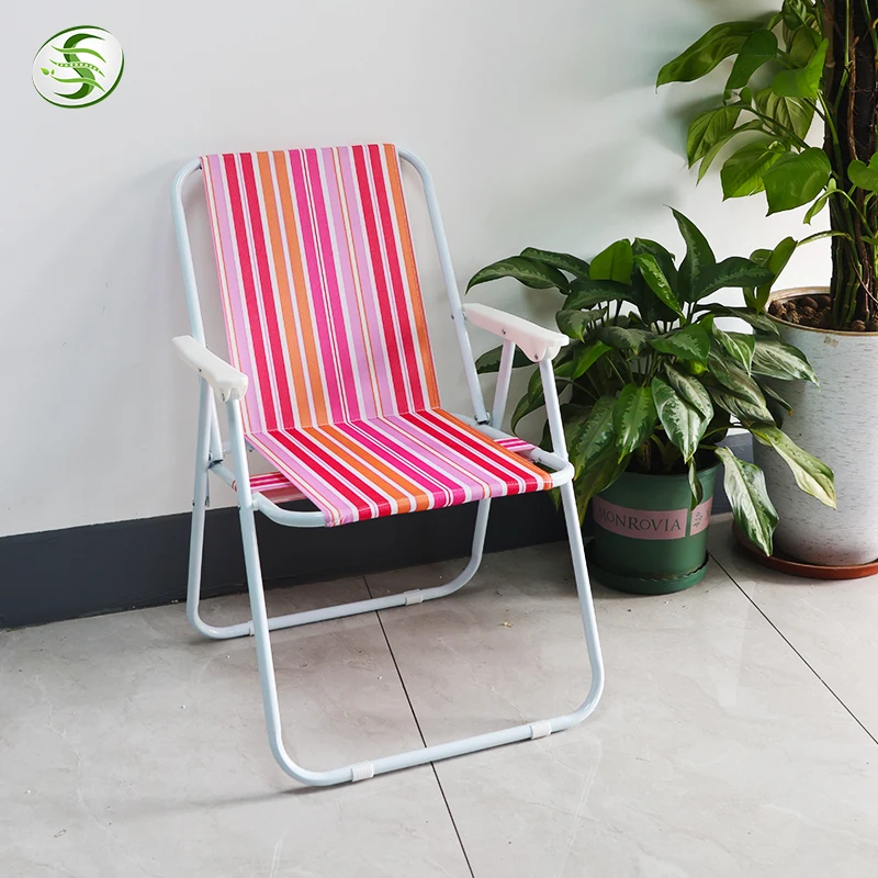 Marbueno Folding Chair Aluminum Orange and Blue Stripes Beach Pool 53X56X78 cm 103461