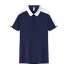 Dark blue white collar