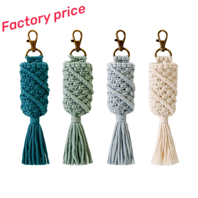 Cheapest Factory price keychain crochet handmade self defense macrame keychain boho