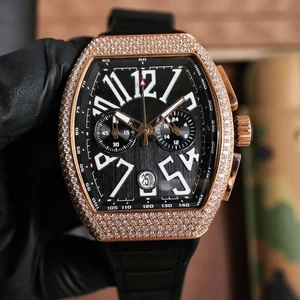 High-quality Diamond-set Moissanite Business Fashion Men's Mechanical Watch Multi-functional Dial Automatic Luxury Brand Watches