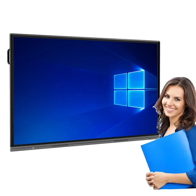 75-86 Inch Large LED IFP School IR Touch Display All-in-One PC Smart Interactive Electronic Board Whiteboard