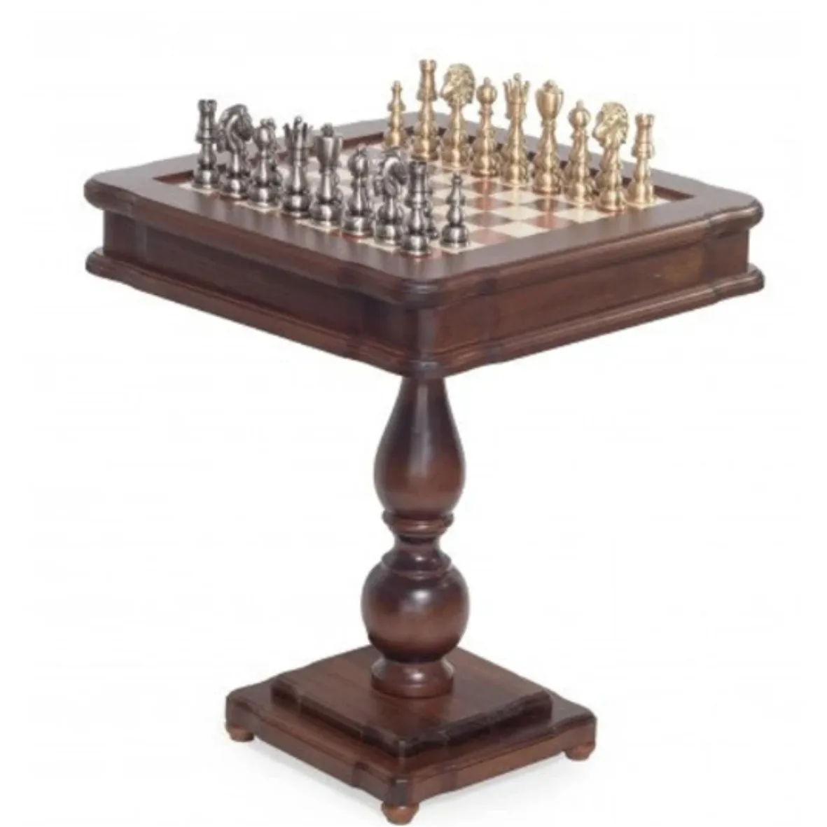 Luxurious Standing Wooden Chess Set With Metal Chess Pieces Silver & Copper Polished High Quality Chess Set Indoor/outdoor Game