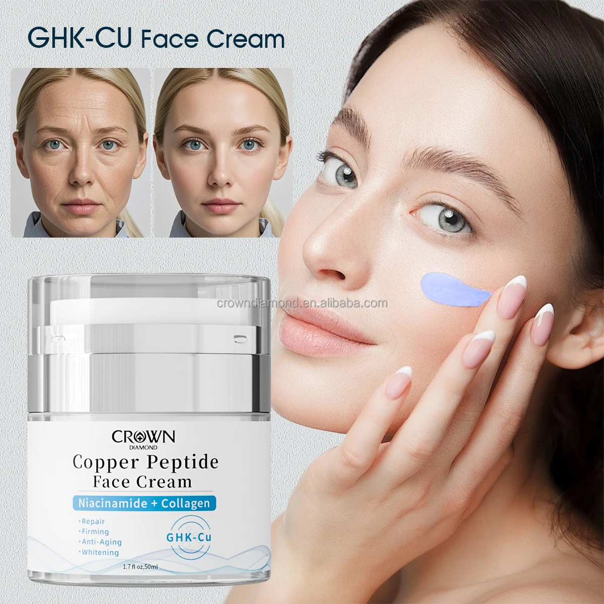 ghk cu hair serum Private Label Beauty Facial Skincare Collagen Firming Repair Whitening  Moisturizing Anti-Aging Ghk-Cu Copper Peptide Face Cream