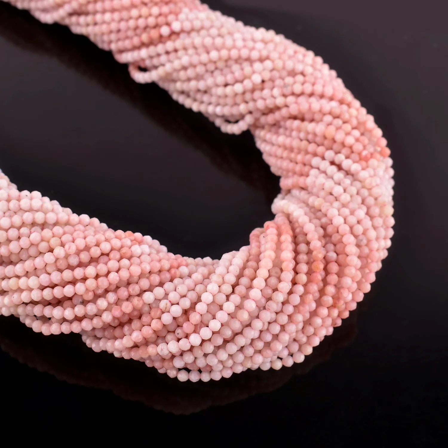 Natural Gemstone Faceted Rounds 2mm 3mm Aaa Quality Pink Opal Crystals