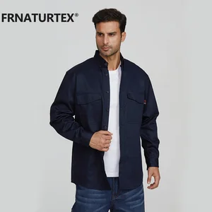 Custom Mens Fire Resistant Protective Work Wear Uniform Shirt Long Sleeve Black Mechanic Shirt for Electricians