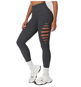 New High Waist Elastic Pants Seamless Tight Ribbed Knitted Yoga Pants Seamless Leggings Track Pants for Women