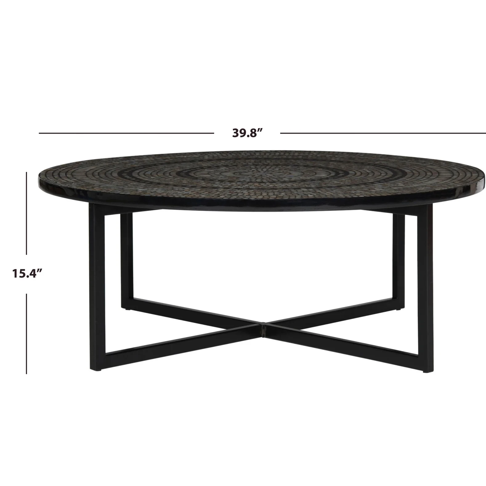 Fancy New Arrival Capiz Shell Coffee Tables  Living Room Furniture Mother of Pearl Inlaid Top and Metal Stand Tables