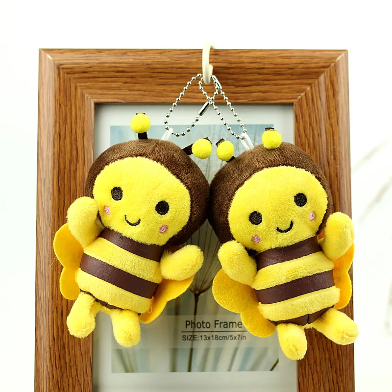 Hot Bee Plush Keychains Toys Stuffed Cartoon Animal Honeybee Cute Mini ...