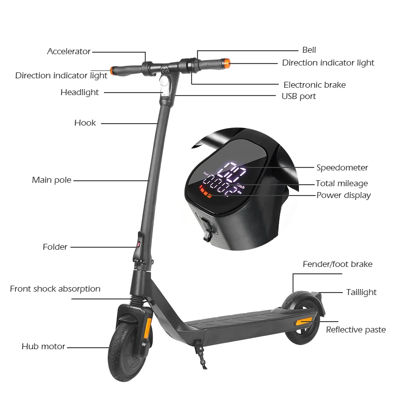 Mankeel MK090 Steed Two-Wheel Electric Scooter 1000W Motor Power 8.5 Inch Tire Front Brake 3-Speed Adjustable 60km Range 120kg