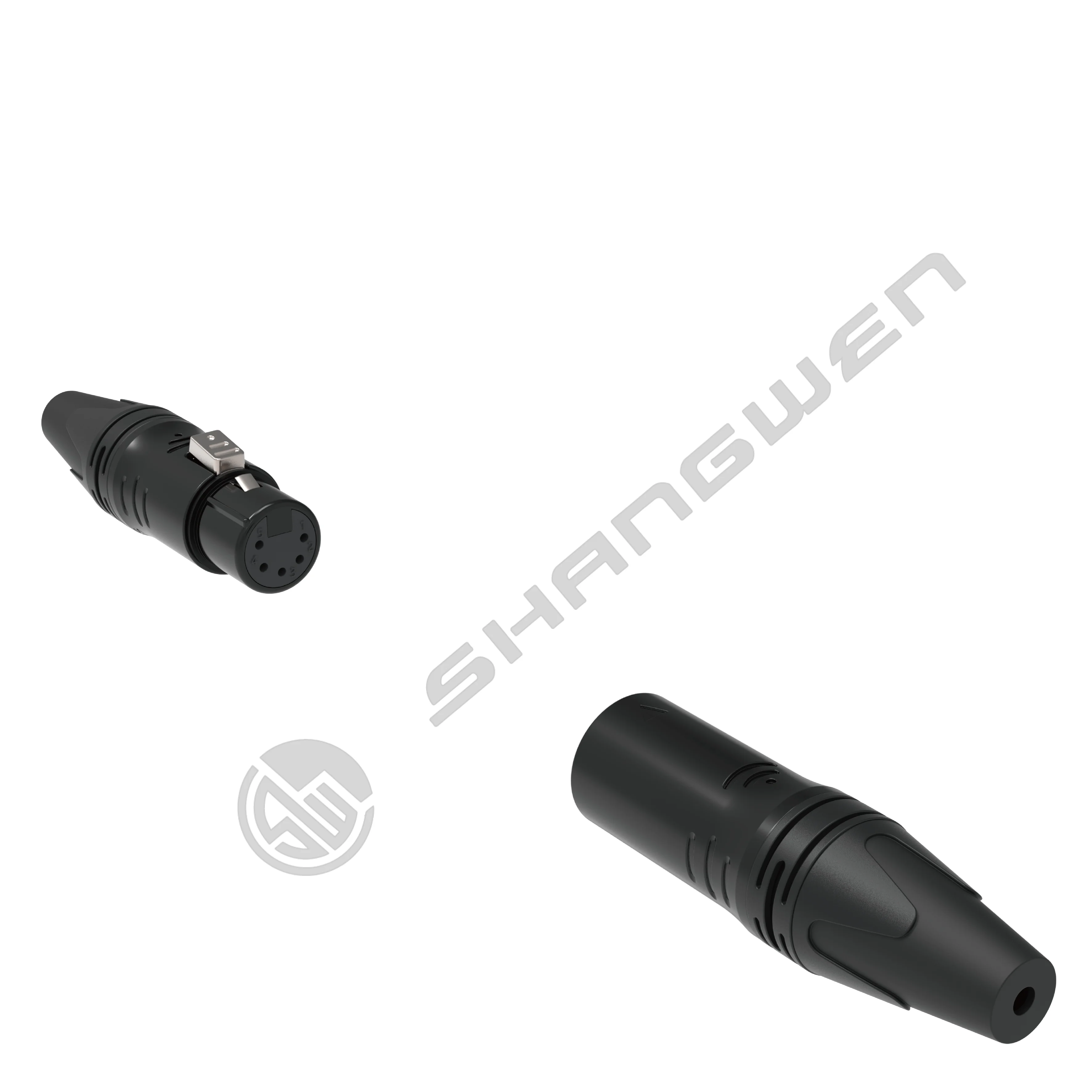 Black IP40 Indoor Audio Cable Plug with 5-Pin XLR Female Connector 3.5mm Gold Connector Shell Plating High Quality Connectors