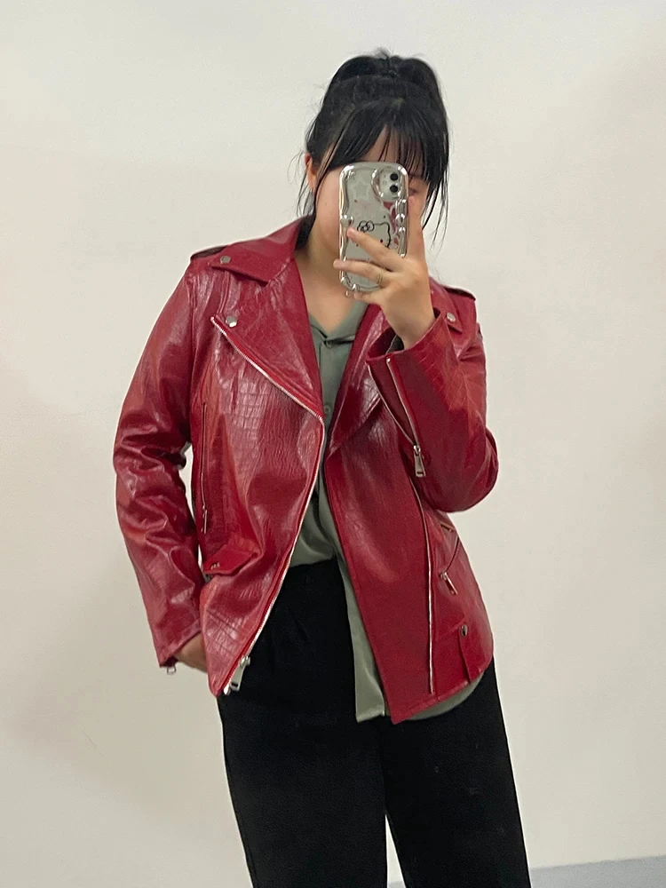 Women's Yellow Lapel Collar Biker Jacket
