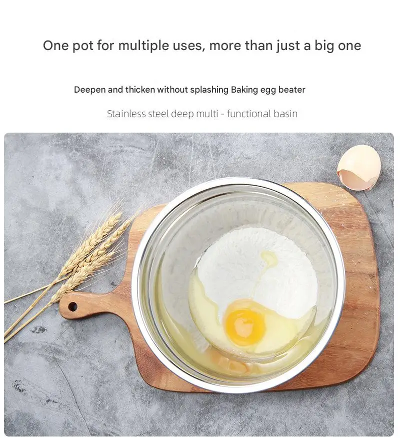 Stainless Steel Egg Mixing Bowl Baking Home Special Container Kitchen and Dough Kneading Cake Cream Sending Cooking Bowl