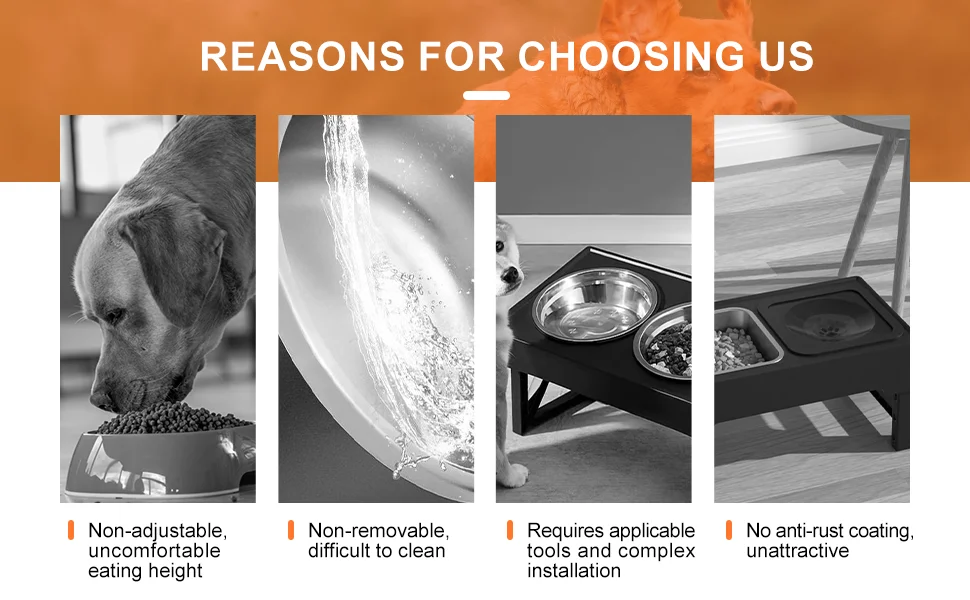 Yee Adjustable Height Dog Bowl Nonslip Lifting 5layer Stainless Steel