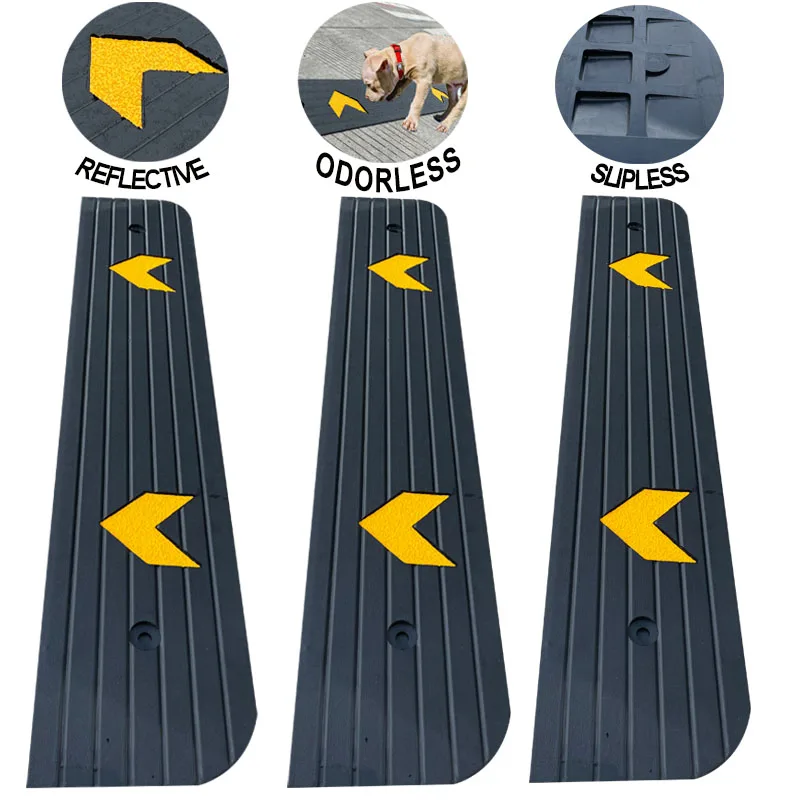 Odorless Slipless Reflective Rubber Home-use Ramp Threshold Ramp for Mobility Scooter , Motorcycle