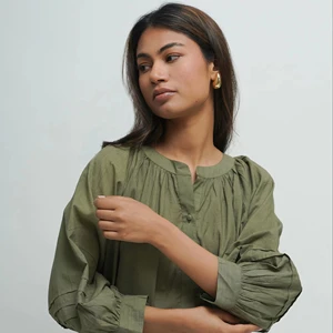 Cotton Comfortable Hand Crafted Green Loose Baggy Maxi Dress Pintex Work Custom Color Tunic Oversized Casual Dress With Pocket