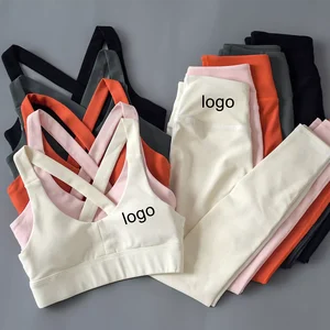 Gym Wear Yoga Top Cross Back High Impact Bras Sexy Plus Size Workout Clothing Sets for Women