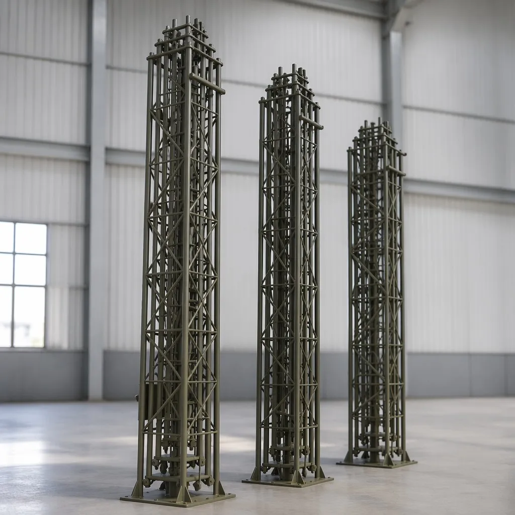 Telescopic towers at different heights