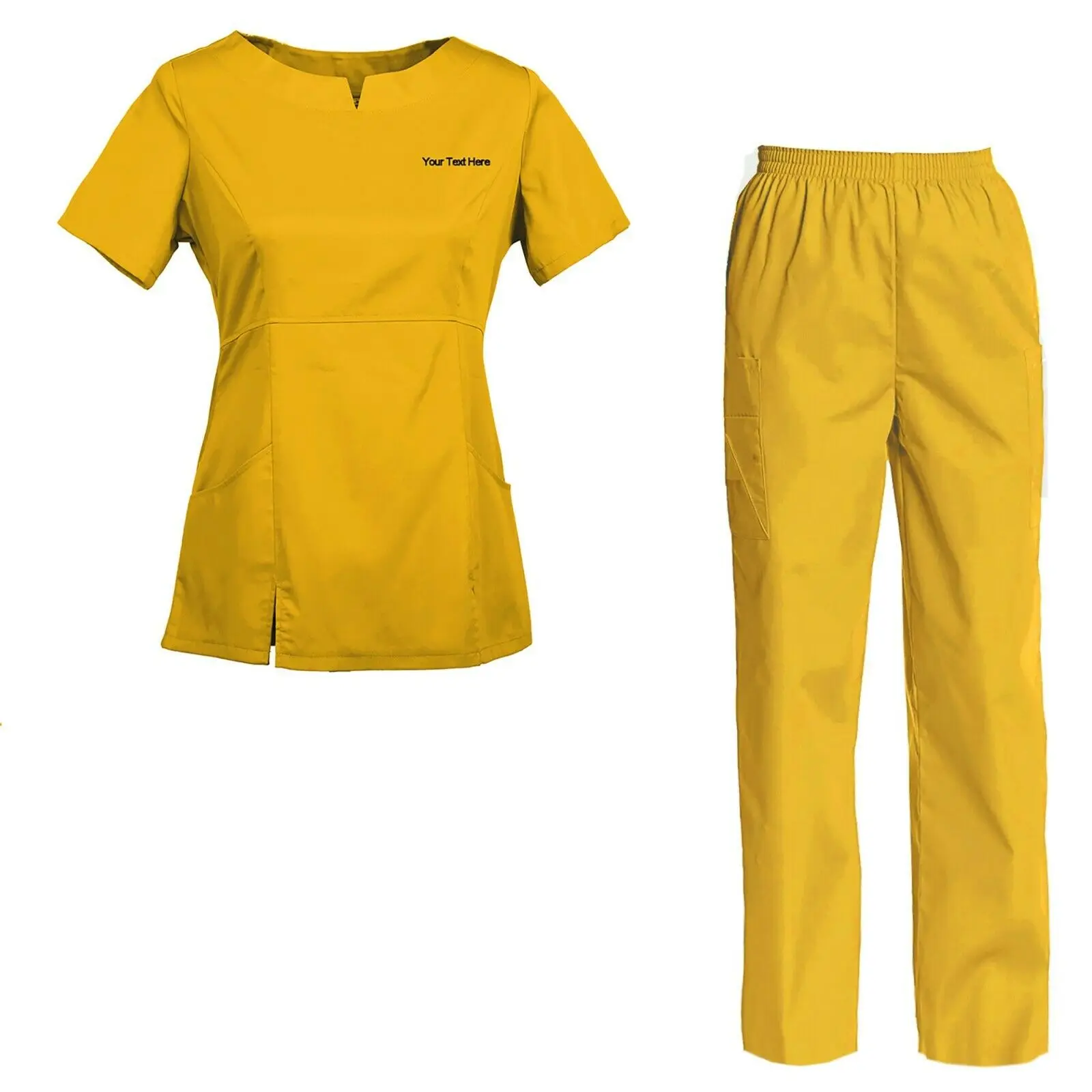 Women's Embroidered Scrub Set Medical Nursing Uniform Set Top And Pants