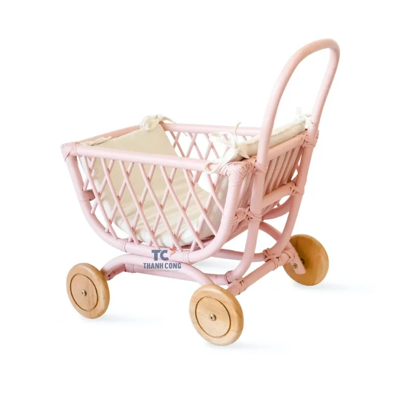 Doll Pram For Kids Toddler Toys Handwoven Stroller For Dolls Rattan ...