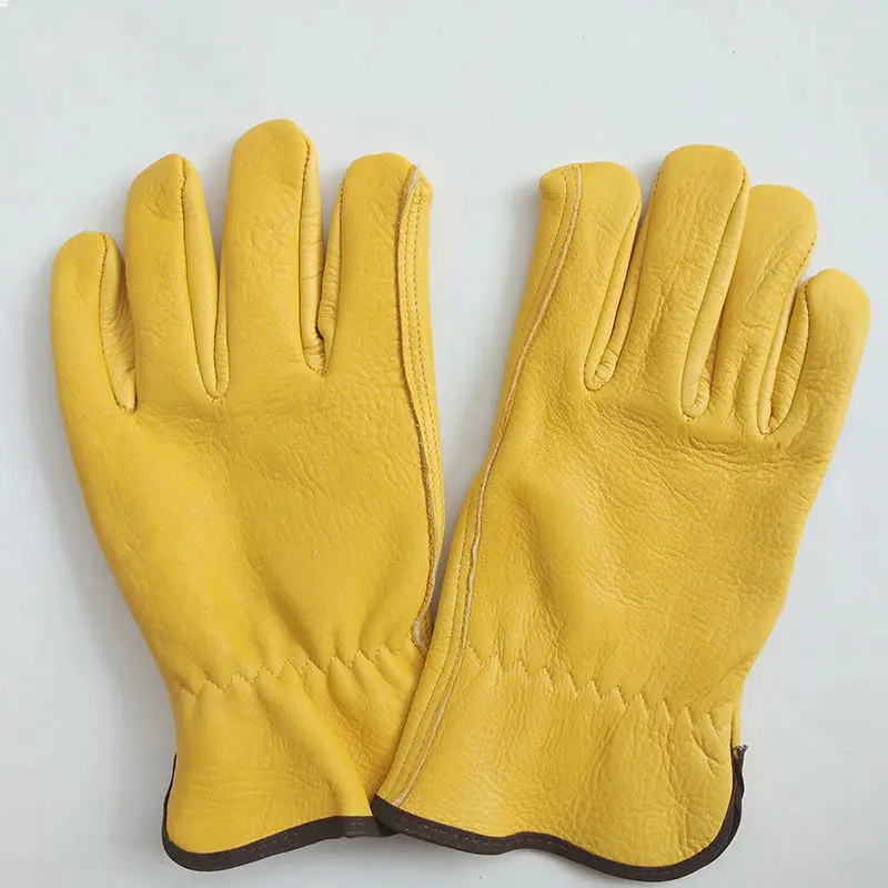 Хит продаж кожаные рабочие перчатки с логотипом на заказ из коровьего зерна мягкие ручные для водителей и мебели