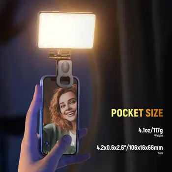 NEEWER Basics LED Selfie Phone Light, Rechargeable 2500-9000K Clip On Fill Light, Color Films/Diffuser/3000mAh, CRI95+ Dimmable detail image