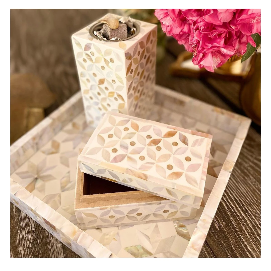 Factory Direct Mother of Pearl Inlay Bakhoor Mabkhara Bone Inlay Burner 2023 MOP Tray Medkhan Resin Box Burner Mubkhar Gift Set