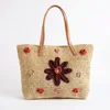 natural embroidered with multi color raffia