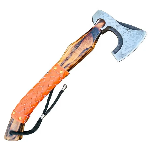 Custom Handmade Carbon Steel Viking Tomahawk Etching Axe Head,Hand