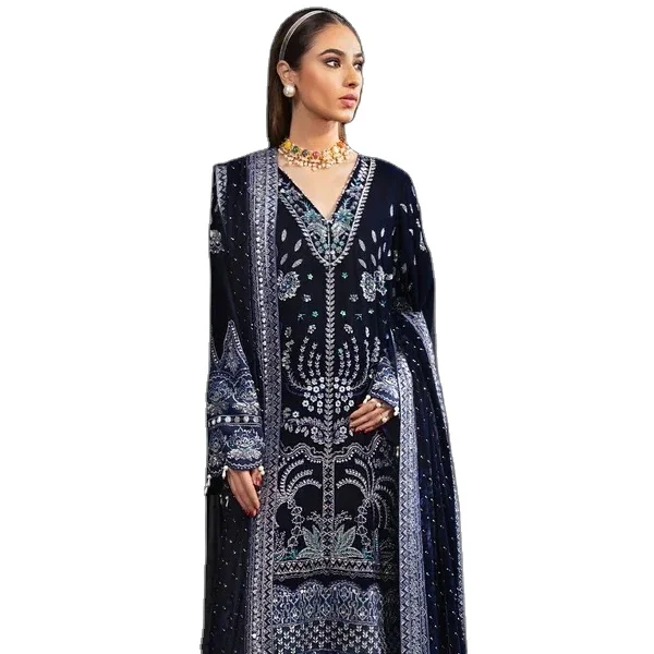 best ready made dresses for ladies New Collection Warm Readymade Winterwear Embroidered Velvet Dress Highest Quality Breathable Fabric Designs Style-Color-Dim:AP1E213391_AB321_M