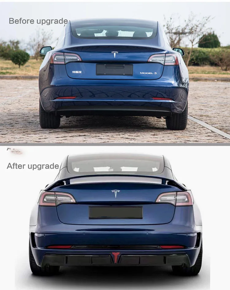 Pp And Epdm Material Front Bumper Spoiler Rear Lips Body Kits For Tesla