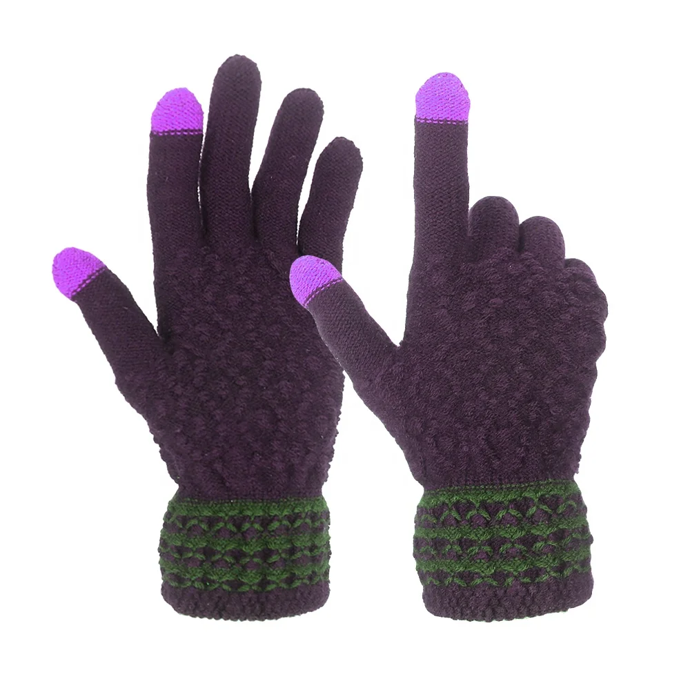 Леди кашемировые вязаные перчатки жаккардовые с сенсорным экраном зимние