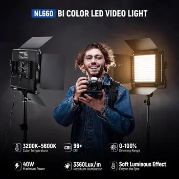 NEEWER 2Pcs Professional Metal Bi-Color LED Video Lights for Studio, YouTube, Product Photography, Video Shooting, Durable detail image