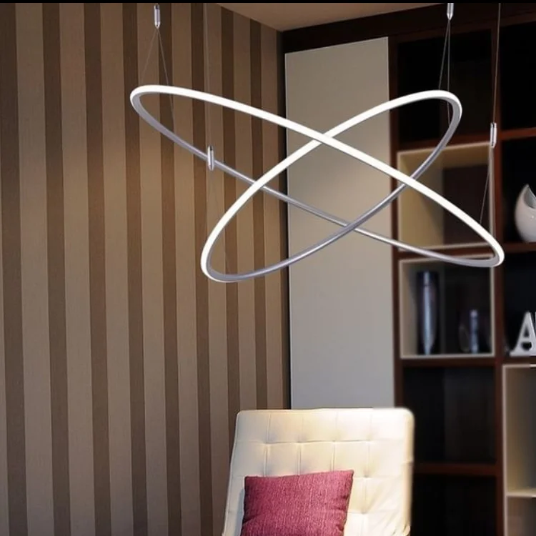 ECOJAS Modern Hotel Customized Size Dimmable Round Suspended Lamp Ceiling Pendant Led Circular Linear Lights Ring Chand