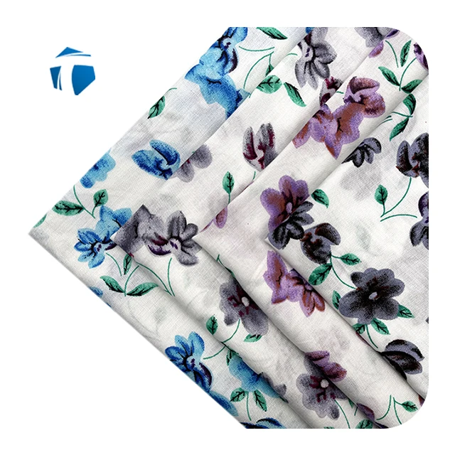 Белая вискозная ткань с цветочным принтом 45*45 110*80 100 г/кв. М платье из 100% вискозы