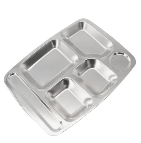 3 Compartment Modern Metal Thali Multi-functional Durable Eco-friendly Food Serving Tray for Masala Dosa Wada Pav