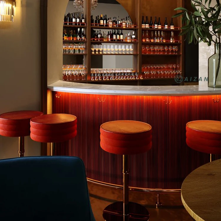 Semi-circle Shape Modern Red bar Counter Mini Size bar Design for Home