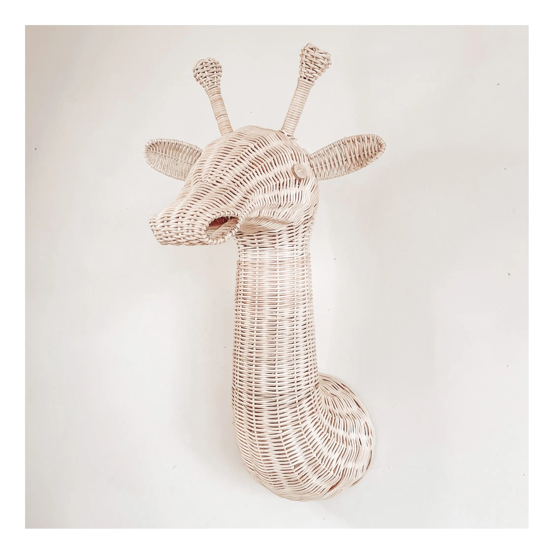 Wicker Wood Animal Head Handwoven Rattan Heads Of Decorative Giraffe
