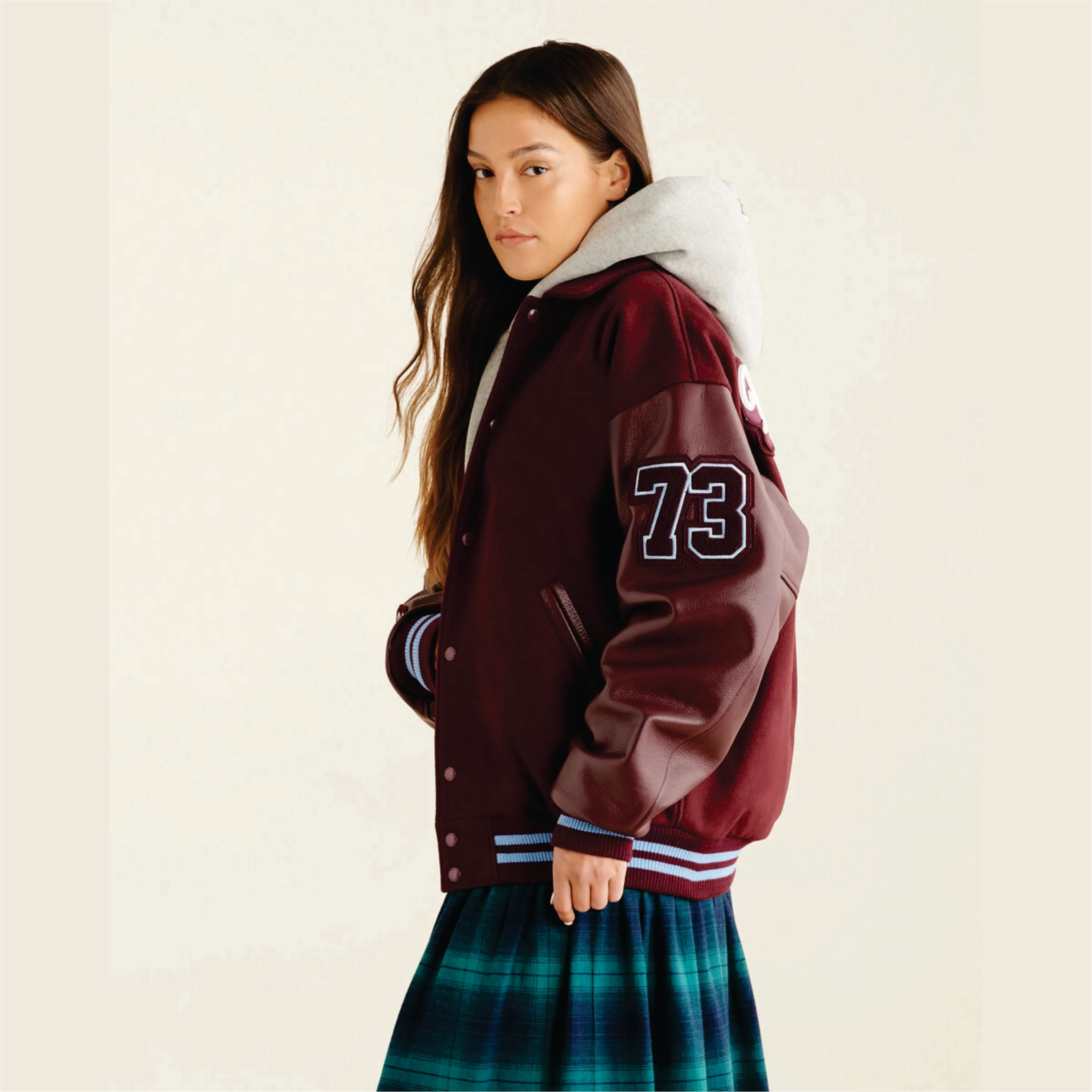 【massnoun】21FW★ MN LOGO 3M TAPING VARSITY JACKET Champion Men's Logo-Patch Mixed-Media Varsity Jacket - Macy's
